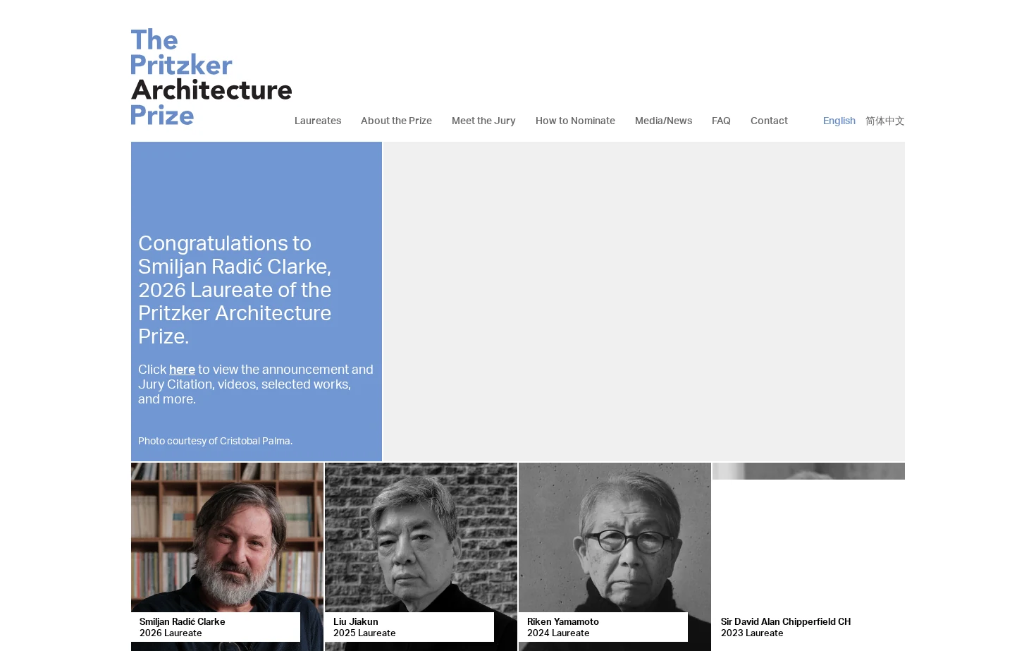 The Pritzker Architecture Prize 页面快照